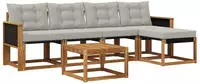 vidaXL Outdoor-Sofagarnitur 6 stk. 5-Sitzer Natur und Hellgrau