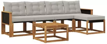 vidaXL Outdoor-Sofagarnitur 6-tlg. natur und hellgrau (3381895)