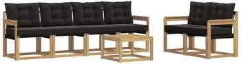 vidaXL Outdoor-Sofagarnitur mit Kissen, 7-tlg., wei&szlig; und schwarz (3389230)