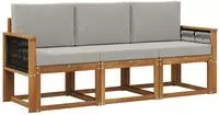 vidaXL Outdoor-Sofagarnitur 3 stk. 3-Sitzer Natur und Hellgrau