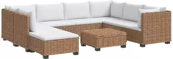 vidaXL GENDT Lounge-Set 9-tlg. Naturrattan mit Kissen
