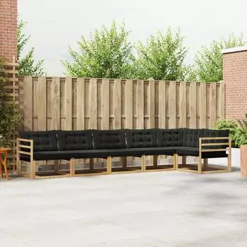 vidaXL Outdoor-Sofagarnitur mit Kissen, 6-tlg., wei&szlig; und schwarz (3388722)