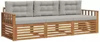 vidaXL Outdoor-Sofagarnitur 3 stk. Natur und Hellgrau