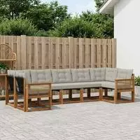 vidaXL Outdoor-Sofagarnitur 7 stk. 7-Sitzer Natur und Hellgrau