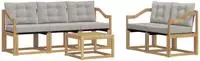vidaXL Outdoor-Sofagarnitur 6 stk. 5-Sitzer Wei&szlig; und Hellgrau