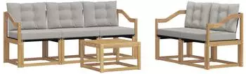 vidaXL Outdoor-Sofagarnitur 6-tlg. 5-Sitzer, wei&szlig;/hellgrau (3389221)