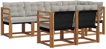 vidaXL Outdoor-Sofagarnitur 7-tlg., natur und hellgrau (3368750)