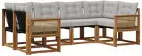 vidaXL Outdoor-Sofagarnitur 6 stk. 6-Sitzer Natur und Hellgrau