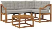 vidaXL Outdoor-Sofagarnitur 5 stk. 4-Sitzer Natur und Hellgrau