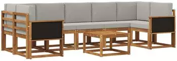 vidaXL Outdoor-Sofagarnitur 6-tlg. 7-Sitzer, natur/hellgrau (3385062)