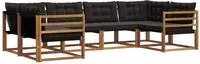 vidaXL Outdoor-Sofagarnitur 6 stk. 6-Sitzer Natur und Schwarz