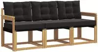vidaXL Outdoor-Sofagarnitur 3 stk. 3-Sitzer Wei&szlig; und Schwarz