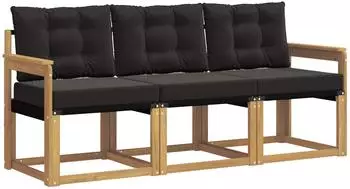 vidaXL Outdoor-Sofagarnitur mit Kissen, 3-tlg., wei&szlig;/schwarz (3389158)