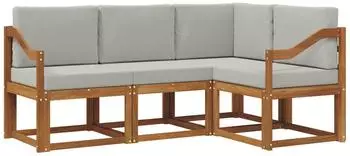 vidaXL Gartenlounge-Set 4-tlg. natur und hellgrau (3366339)
