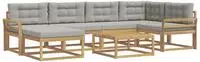 vidaXL Outdoor-Sofagarnitur 7 stk. 6-Sitzer Wei&szlig; und Hellgrau