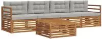 vidaXL Outdoor-Sofagarnitur 5 stk. 4-Sitzer Natur und Hellgrau