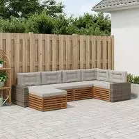 vidaXL Outdoor-Sofagarnitur 6 stk. 6-Sitzer Natur und Hellgrau