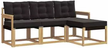 vidaXL Outdoor-Sofagarnitur mit Kissen 4-tlg., wei&szlig; und schwarz (3389350)