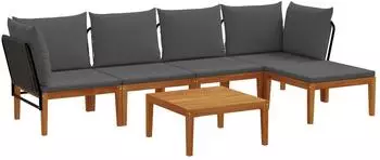 vidaXL Gartenlounge-Set 6-teilig, Akazienholz & Seil, natur (3407738)