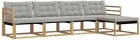 vidaXL Outdoor-Sofagarnitur 5 stk. 5-Sitzer Wei&szlig; und Hellgrau