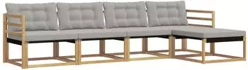 vidaXL Outdoor-Sofagarnitur 5-tlg. wei&szlig; und hellgrau (3388577)