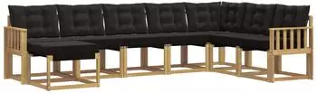vidaXL Outdoor-Sofagarnitur mit Kissen, 8-tlg., wei&szlig; und schwarz (3389762)
