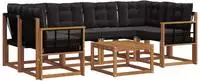 vidaXL Outdoor-Sofagarnitur 7 stk. 6-Sitzer Natur und Schwarz