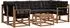 vidaXL Outdoor-Sofagarnitur 7-tlg. mit Kissen, natur/schwarz (3368455)