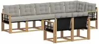vidaXL Outdoor-Sofagarnitur 8 stk. 7-Sitzer Wei&szlig; und Hellgrau
