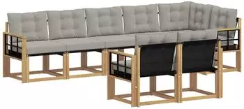 vidaXL Outdoor-Sofagarnitur 8-tlg. 7-Sitzer, wei&szlig;/hellgrau (3389601)