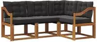 vidaXL Outdoor-Sofagarnitur 4 stk. 4-Sitzer Natur und Schwarz