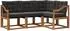 vidaXL Outdoor-Sofagarnitur mit Kissen 4-tlg., natur und schwarz (3368627)