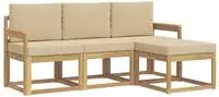 vidaXL Outdoor-Sofagarnitur 4 stk. Wei&szlig; und Beige