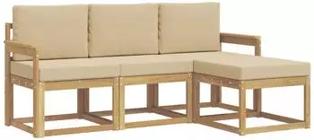 vidaXL Outdoor-Sofagarnitur 4-teilig, wei&szlig; & beige