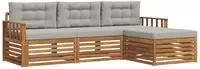 vidaXL Outdoor-Sofagarnitur 4 stk. 3-Sitzer Natur und Hellgrau