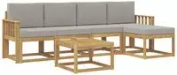 vidaXL Outdoor-Sofagarnitur 6 stk. 5-Sitzer Wei&szlig; und Hellgrau