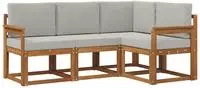 vidaXL Outdoor-Sofagarnitur 4 stk. 4-Sitzer Natur und Hellgrau