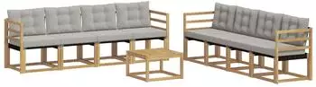 vidaXL Outdoor-Sofagarnitur 9-tlg. 8-Sitzer, wei&szlig;/hellgrau (3389321)