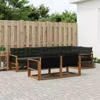 vidaXL Outdoor-Sofagarnitur 7 stk. 7-Sitzer Natur und Schwarz