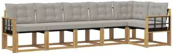 vidaXL Outdoor-Sofagarnitur 6-Sitzer, wei&szlig;/hellgrau (3389529)