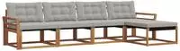 vidaXL Outdoor-Sofagarnitur 5 stk. 5-Sitzer Natur und Hellgrau