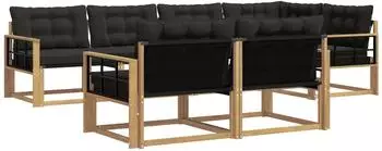 vidaXL Outdoor-Sofagarnitur mit Kissen, 7-tlg., wei&szlig; und schwarz (3388786)