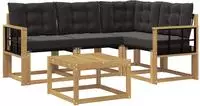 vidaXL Outdoor-Sofagarnitur 5 stk. 4-Sitzer Wei&szlig; und Schwarz