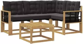 vidaXL Outdoor-Sofagarnitur mit Kissen, 5-tlg., wei&szlig; und schwarz (3389458)