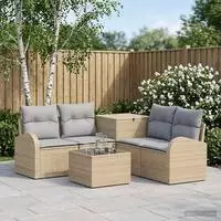 vidaXL Sofa Set 6 stk. Beige und Hellgrau 55 x 55 x 37 cm