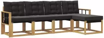vidaXL Outdoor-Sofagarnitur 5-tlg. mit Kissen, wei&szlig;/schwarz (3389386)