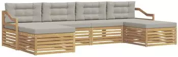 vidaXL Outdoor-Sofagarnitur 6-tlg. 4-Sitzer Akazie wei&szlig;/hellgrau