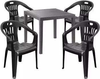 Mojawo Bistrogarnitur 5-tlg., Kunststoff, anthrazit