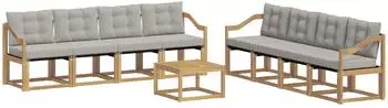 vidaXL Outdoor-Sofagarnitur 9-tlg. 8-Sitzer, wei&szlig;/hellgrau (3389341)