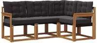vidaXL Outdoor-Sofagarnitur 4 stk. 4-Sitzer Natur und Schwarz